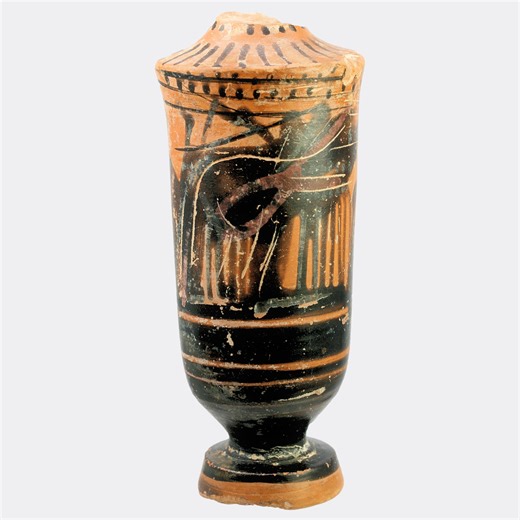 Greek Attic black figure lekythos with charioteer scene