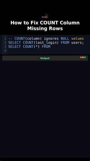 Serghei Pogor on Instagram: "How to Fix COUNT Column Missing Rows COUNT(col) ignores NULL and hides data loss. #mysql #count #null #bug #howto #analytics"