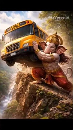Lord Ganesha Saves School Bus from Falling Off Cliff 😱 Divine Miracle #shorts
