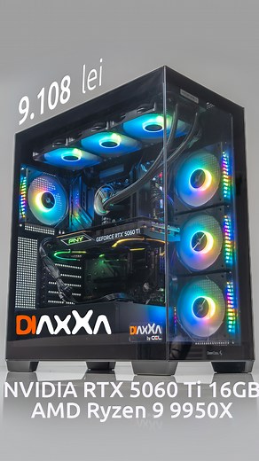🎮 PC Gaming Diaxxa 9.108 lei nVIDIA RTX 5060 Ti OC 16GB AMD Ryzen 9 9950X 32GB 2TB ▶️ https://cel.ro/s/0rj50 🎮 RTX 5060 Ti ▶️ https://cel.ro/c/MlFWUlp9WSkzcHA 🧰 Carcasa Deepcool CG580 ▶️ https://www.cel.ro/cauta/deepcool cg580/ #pcgaming #gamingpc #pcbuild #pc #diaxxa #gamingpcbuild Procesor AMD Ryzen 9 9950X 4.3GHz Placa video NVIDIA GeForce RTX 5060 Ti EPIC-X RGB Triple Fan OC 16GB GDDR7 128 bit Placa de baza GIGABYTE B850 GAMING WIFI6 DDR5 ATX socket AM5 Kit Memorie Lexar ARES 32GB 2x16GB 