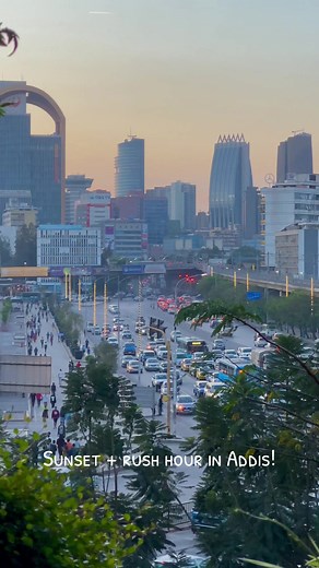 Sunset and Rush Hour Traffic in Addis Ababa