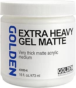 Extra Heavy Gel Matte by GOLDEN, 16 fl. oz. Jar, Professional Acrylic Gel Medium, Semi-Transparent