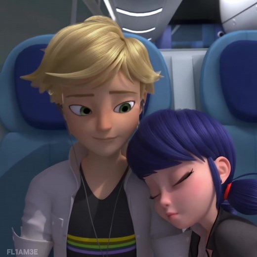 Marinette and Adrien Sleep Scene in Airplane