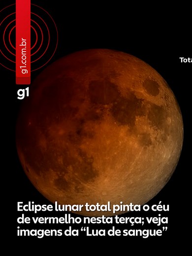 'Lua de Sangue' - Nesta terça-feira (3) parte do mundo acompanha um eclipse lunar total — fenômeno que deixa a Lua com um tom avermelhado intenso, conhecido como “Lua de sangue”. O fenômeno ocorre quando a Terra se posiciona exatamente entre o Sol e a Lua, projetando sua sombra sobre o satélite natural. Esse alinhamento só pode acontecer durante a fase de Lua cheia. Quando a Lua entra completamente na parte mais escura da sombra terrestre — a umbra — ocorre o eclipse total. É nesse momento que e