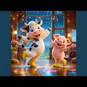 Dance with Cow and Pig | Rainy Farm Party | New Kids Nursery Rhyme