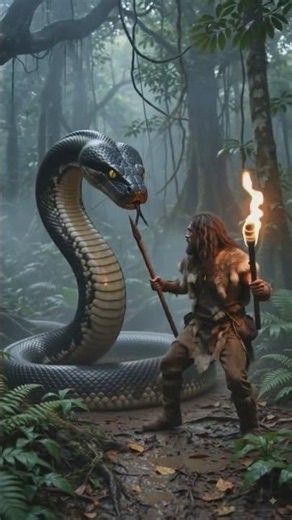 Giant Black Python Attack | Prehistoric Human Survival | AI Cinematic last part 😮