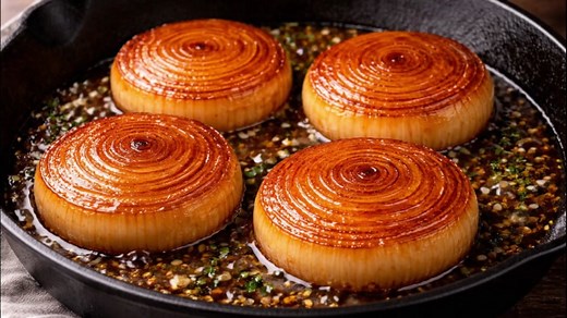 🧅 Oignons confits au four, fondants et caramélisés 🧾 Ingrédients : 4 gros oignons jaunes ou doux 3 cuillères à soupe d’huile d’olive 30 g de beurre 1 cuillère à soupe de miel ou de sucre brun 1 cuillère à soupe de vinaigre balsamique 1 petite gousse d’ail finement hachée Sel et poivre Thym, persil ou herbes de Provence (facultatif) Un peu de bouillon ou d’eau (environ 5 cl) 👩‍🍳 Préparation : Préchauffez le four à 180°C. Épluchez les oignons et coupez-les en rondelles épaisses, en gardant les