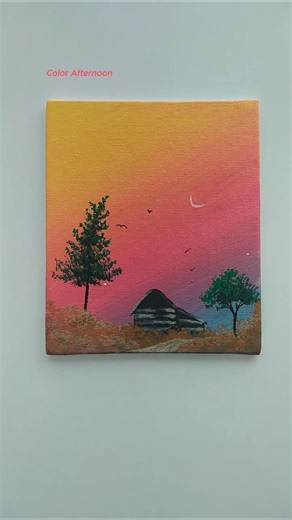 Colorful Sky Landscape Painting on Canvas - Easy Acrylic Painting #painting #art#acrylicpainting