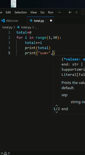 total range of sum number in python 👨‍💻#coding #python #programming #javascript #shorts #viral