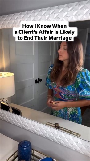 Lauren LaRusso, LPC, LMHC on Instagram: "Here’s one of the number one ways I know that an affair is actually likely to lead to the end of the marriage; and it’s not what you’d think. You’d think that if it was an extreme affair, an affair with a complete double life, an affair with betrayal beyond repair, an affair with such extensive deceit that the betrayed spouse walks out because staying is not an option… but that’s not at all the case. I don’t even bat an eye over that — because I know that