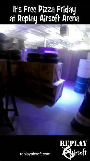 FREE PIZZA is on us every FRIDAY at Replay Airsoft Arena, Maryland's Best indoor arena. OPEN 6pm-10pm. Rentals available, Protective gear included