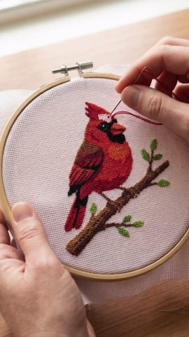 Cardinal Bird Cross Stitch Pattern | Red Bird Nature Embroidery Design (digital Download) - Etsy