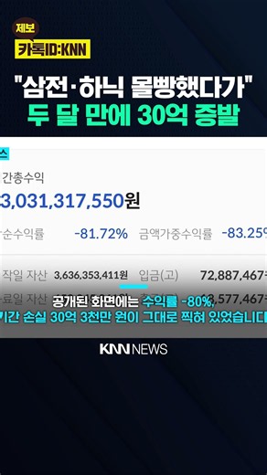 "삼전닉스 몰빵, 30억 날렸다" 레버리지 '80% 손실' 인증 글 / KNN
