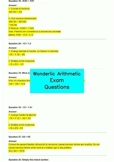 Wonderlic Arithmetic Exam Questions video