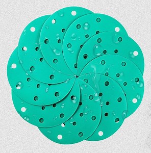 [Hot Item] Abrasive Polyester Film Sandpaper 125mm 8 Holes Hook and Loop Sand Disc Green Round Sand Paper Disk for Auto Body