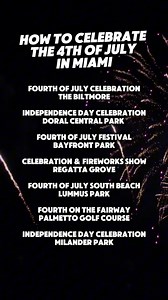 Looking for the perfect spot to celebrate America's birthday in style? Here are the best locations to catch breathtaking fireworks displays throughout our destination: 🎆 4th of July Celebration at The Biltmore Hotel 🎆 Independence Day Celebration at Doral Central Park 🎆 4th of July Festival at Bayfront Park 🎆 Celebration and Fireworks Show at Regatta Grove 🎆 4th Of July South Beach at Lummus Park 🎆 4th On The Fairway at Palmetto Golf Course | Visit Miami