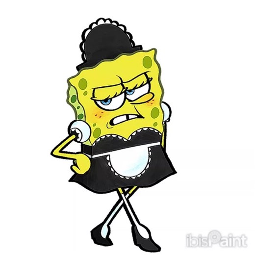 A headstart for spongetober (this is just a pure excuse to draw him in the maid dress tbh) #fyp #spongebob #spongebobsquarepants #artwork #art #speedpaint #drawing #nickelodeon