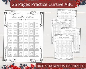 Cursive Alphabet Writing Practice Worksheet (digital Download) - Etsy Australia