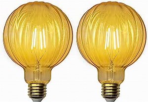 Lafoy Decorative Light Bulb Standard Base E26, Vintage LED Light Bulbs 40 Watt Amber Glass, G95 G30 Soft Yellow 2200K Diamond Globe Bulb Dimmable,LED Edison Bulb 2 Pack