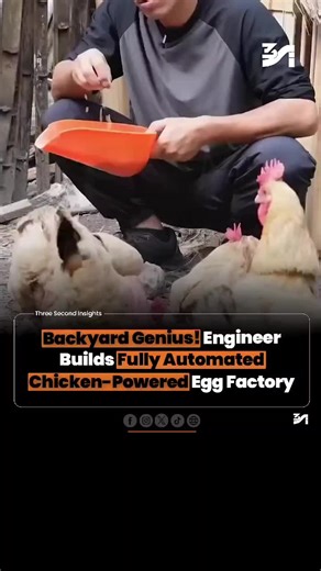 This inventive engineer transformed his backyard into a completely automated, chicken-driven egg operation! 🐔⚙️ From automated feeders to hands-free egg gathering, every part of the setup runs on clever design and impressive engineering talent. #world #chicken #2026