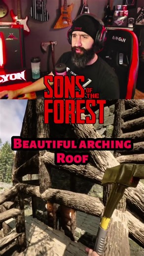 Sons Of The Forest gameplay. The arch in this porch build is beautiful. Drop a follow for more of this survival simulator game. #sonsoftheforest #survivalgame #simulatorgame #gameplay #gaming