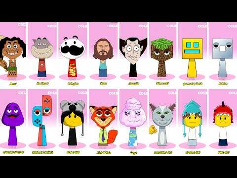 Incredibox Sprunki OC Phase 1 to Phase 2 Maui, Mr Shark, Pringles, Steve, Dracula, Minecraft