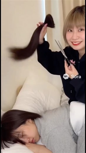 【ドッキリ】女性YouTuberさん、相方の髪を勝手に切って炎上www流石に酷すぎる... | Japanese Girl forced crying #Shorts #断髪＃号泣 #haircut