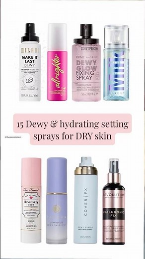15 best dewy & hydrating setting sprays for dry skin #MakeUp #DrySkin #SettingSpray #short #dewy
