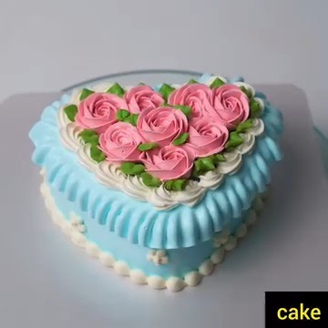 279K views · 4.5K reactions | Blue heart colour cake beutiful rose flower. #cakeart #cake #cakelover #trend #viral | Cake Videos | Facebook