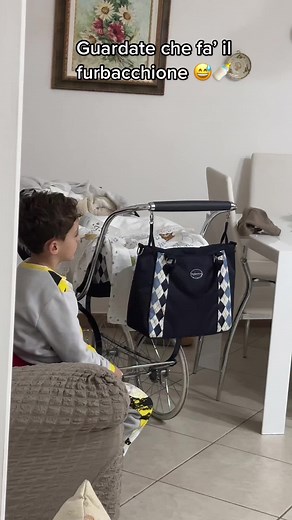 Young Boy's Playful Moments with Patterned Bag