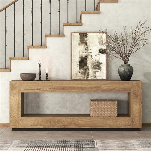 78 Inch Extra Long Console Table for Entryway, Farmhouse Entrance Table , Foyer, Hallway, Oak Brown