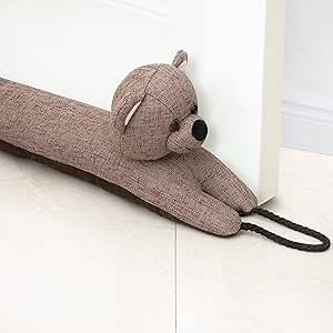 Marwood Under Door Draft Stopper Decorative Wind Stopper 36 inch for Door & Window, Weighted Animal Air Draft Stopper Snake Noise Blocker for Bottom of Door with Hanging Loops -Bear