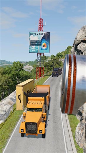 Small Trucks VS Giant Bollard VS Container Beamng #beamngdrive #gaming