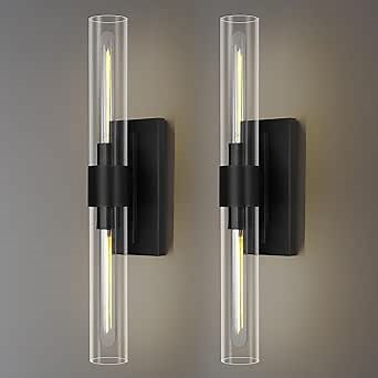Modern Wall Sconces, 22.8in Black, 2-Light Indoor Wall Mounted Sconces, Bathroom Vanity Light for Living Room, Bedroom, Staircase