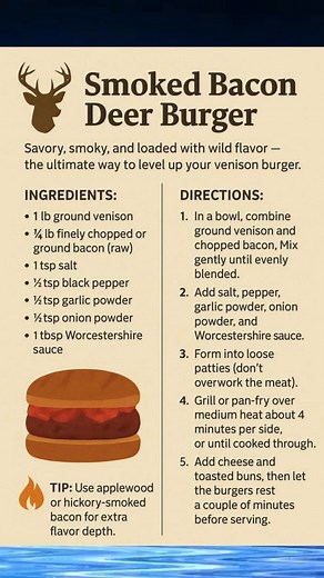 50K views · 266 reactions | 歷 Smoked Bacon Deer Burger Savory,...