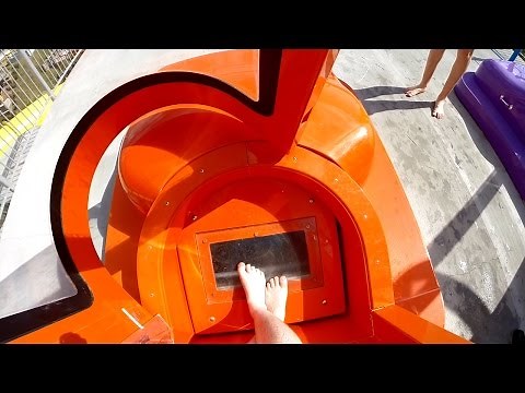 Rapids Water Park - Orange Brain Drain [NEW 2016] SuperLOOP Trapdoor Slide Onride POV
