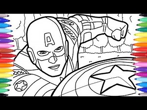 How to Draw Captain America for Kids, Marvel Avengers, Captain America Coloring Pages for Kids