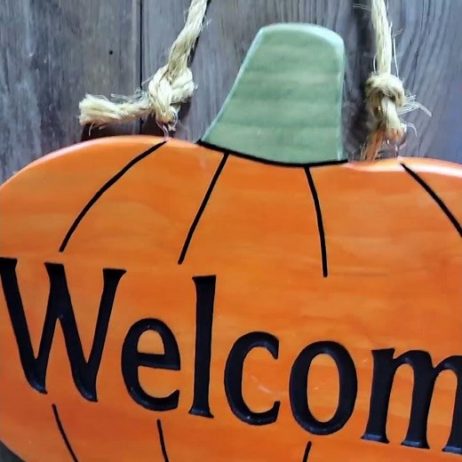 Pumpkin Decor Hand Carved Welcome Sign | Halloween Decoration Front Door Fall Style Door Hanger