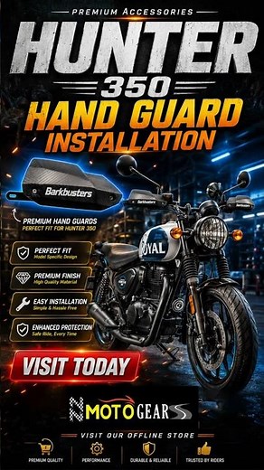 Royal Enfield Hunter 350 Hand Guard Installation | Barkbusters Hand Guard Full Installation Guide