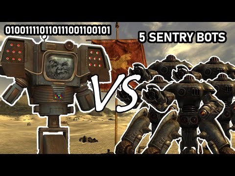 010011110110111001100101 VS 5 Sentry Bots | Fallout npc battles
