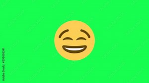 Laughing emoji animation with tears of joy on green screen, 4k chroma key
