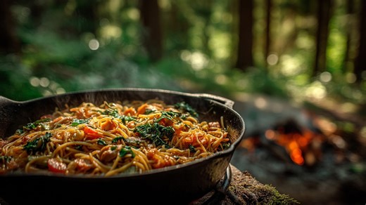 I made fresh noodles over an open fire! 🍜🔥