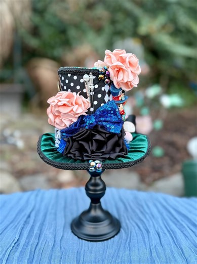 Whimsical Mad Hatter Top Hat Centerpiece   Candlestick (6-12” Tall) | Tea Party Shower Decorations, Alice in Wonderland Birthday Event - Etsy
