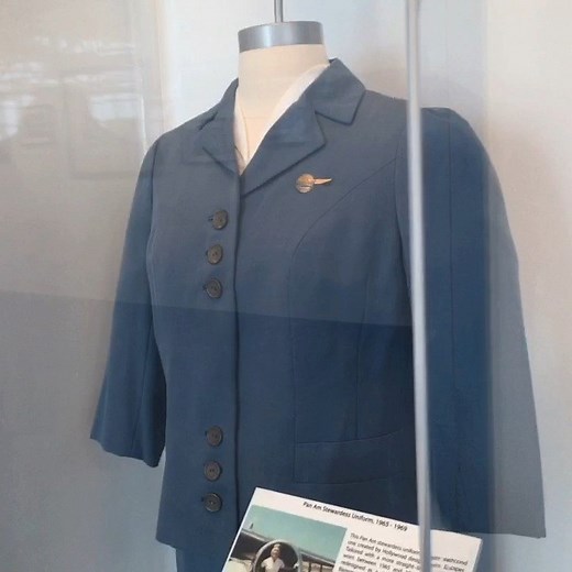 On display, donated by Pan American World Airways stewardess Ms. Iris Gerling's family, this is the Don Loper designed uniform worn from 1965-1969. | Pan Am Museum Foundation