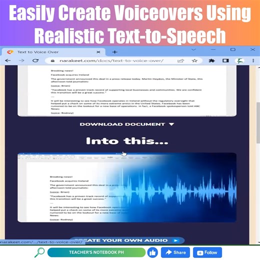 Easily Create Voiceovers Using Realistic Text-to-Speech #voiceovers #voiceover #voiceoverwork #voiceovercoach #voiceoverartist #voiceoveractor #voiceovertalent #voiceoverchallenge #voiceovertool | Teacher's Notebook PH