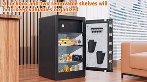 23.62'' Tall Extra Large Home Safe Box, Safe with Fireproof Waterproof Document Bag, Digital Keypad and 3 Removable Steel Shelves, Security Box for Money Medicines Jewelry Valuables