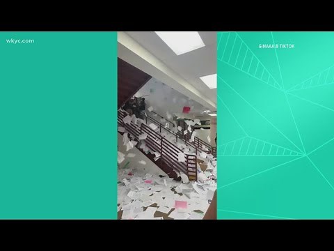 Students celebrate last day of school with massive paper toss