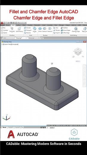 Fillet and Chamfer Edge AutoCAD - #autocadedgechamfer #autocadedgefillet#autocad3dcopy #CADable