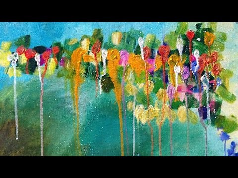 Abstract Drip Floral Beginner Acrylic Painting tutorial | TheArtSherpa