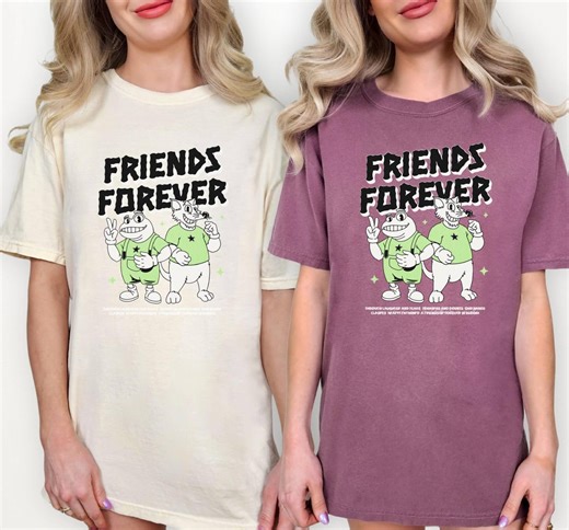 Comfort Colors Forever Friends BFF Matching T-shirt: Cute Bestie Graphic Tee for Friendship Gift - Etsy